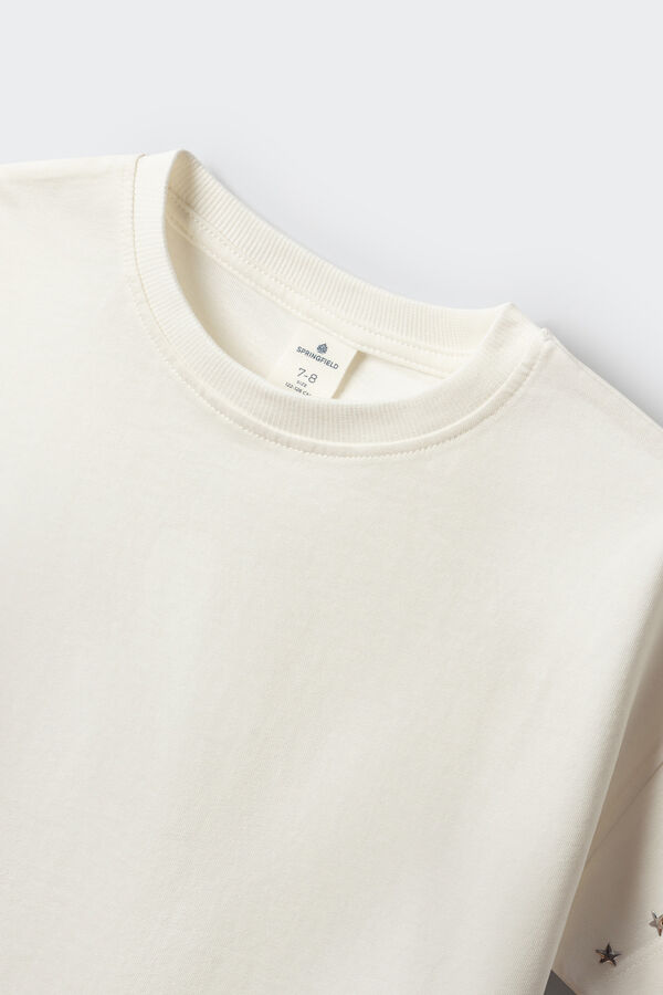 Springfield Kids Majica sa kratkim rukavima sa nitnama za devojčice Bež