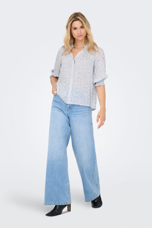 Only Elastic 3/4 sleeve shirt white