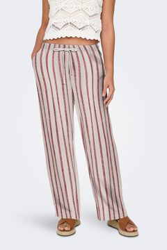 Only Cal&ccedil;a de linho &agrave;s riscas bege