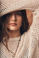 Springfield Džemper od lureksa sa rupičastim vezom Braon