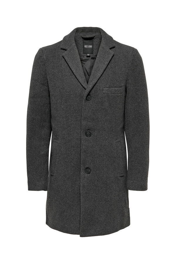 Only & Sons Abrigo de pa&ntilde;o lana gris