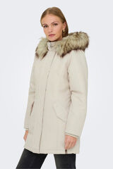 Only Parka con capucha con pelo beige
