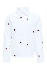 Only Girls Girl's heart embroidered shirt white