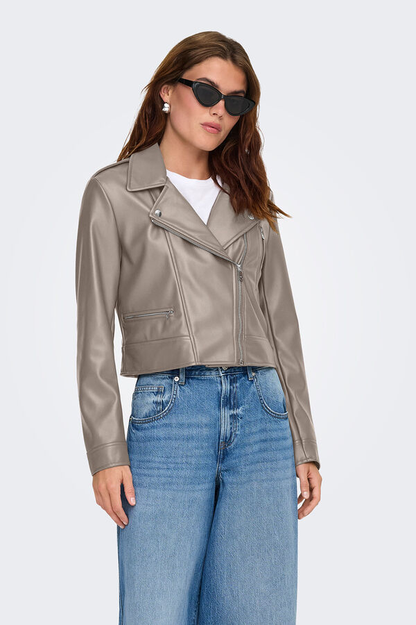 Only Vegan leather biker jacket blue