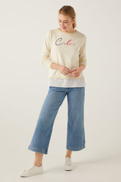 Springfield Pullover &bdquo;Calm&ldquo; Bimaterial beige