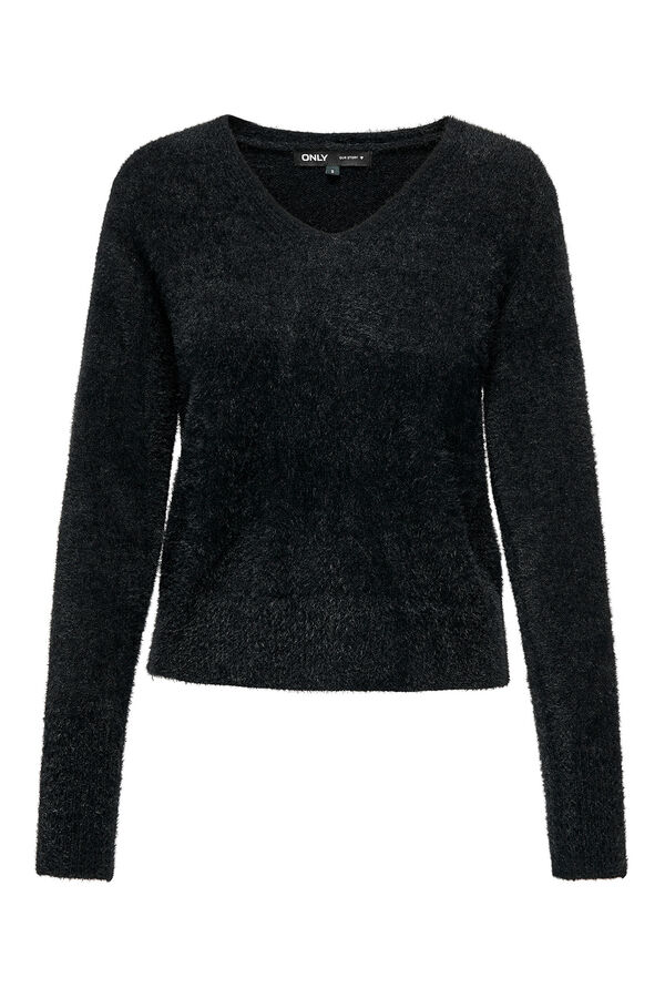 Only Pullover mit Pelzeffekt Schwarz