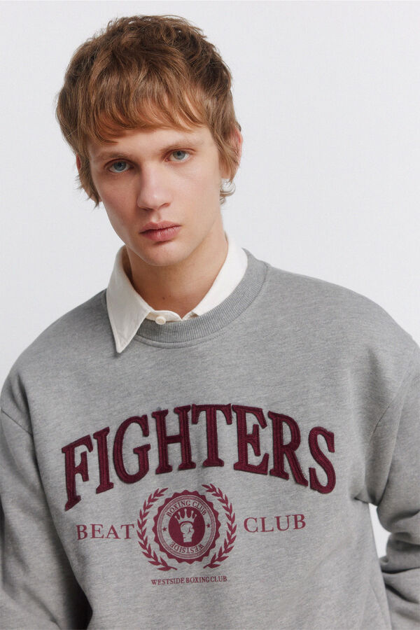 Springfield Sweatshirt crew neck with patches grey