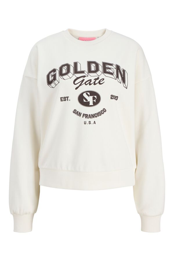 Jack & Jones Sudadera relaxed cuello redondo blanco