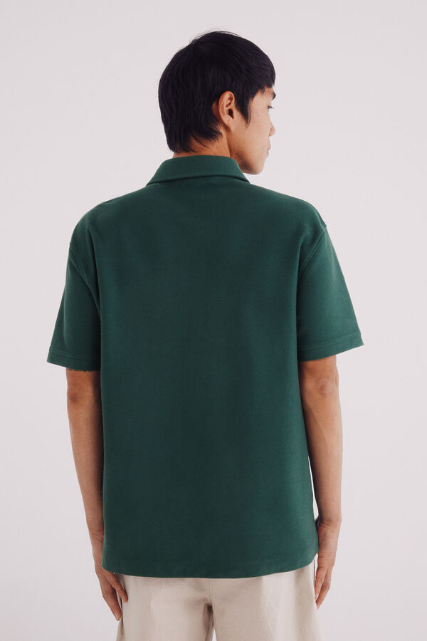 Springfield Regular fit twill structured polo shirt green