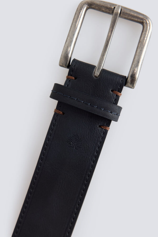 Springfield Faux leather topstitched belt blue