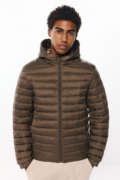 Springfield Quilted hooded jacket brown