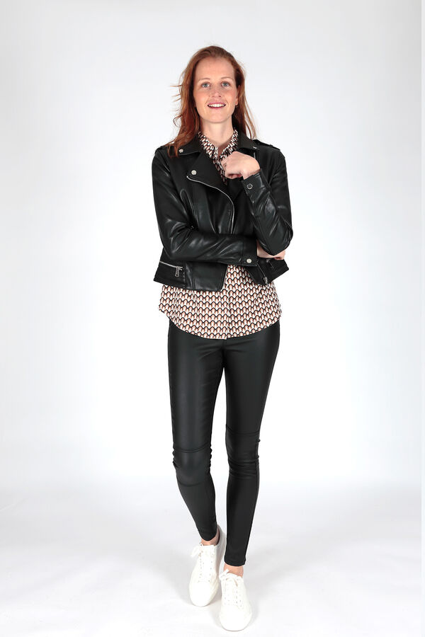 Springfield Faux leather jacket with lapels black