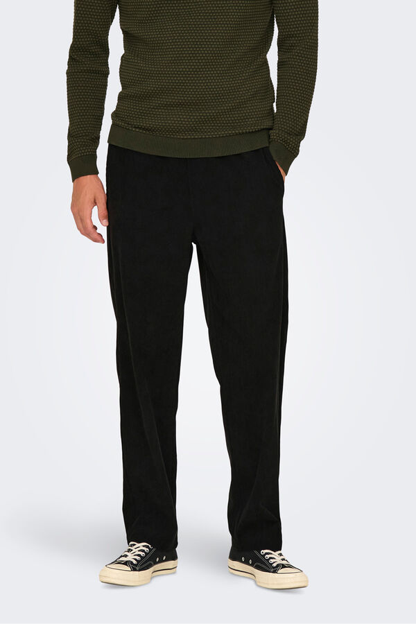Only & Sons Pantal&oacute;n largo pana negro