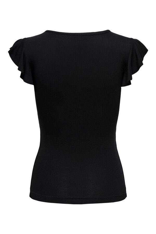 Only Top ajustado con volantes negro