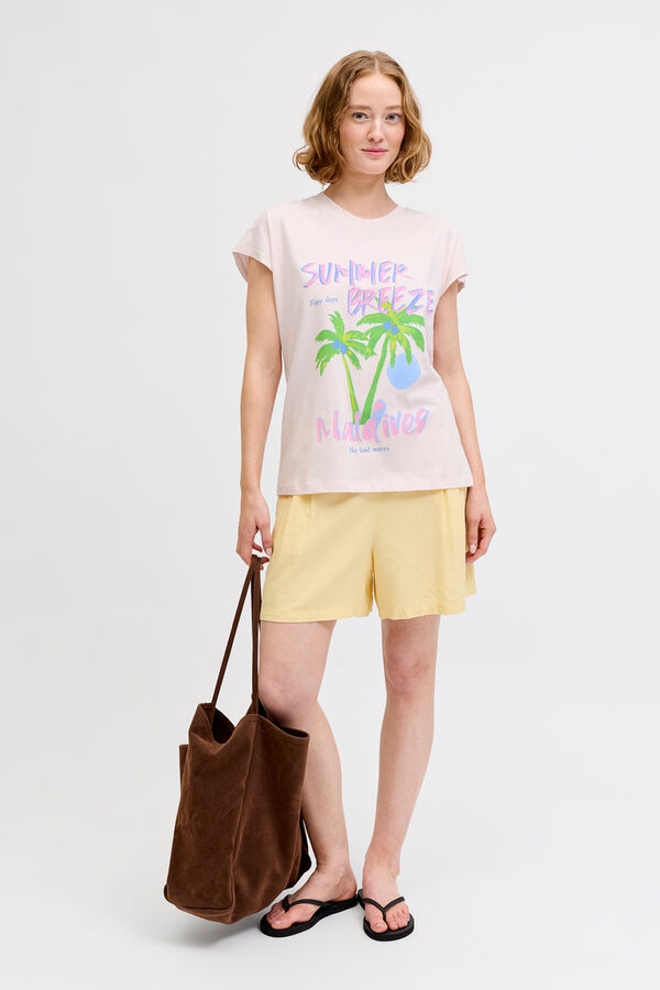 Jack & Jones Camiseta boxy print rosa