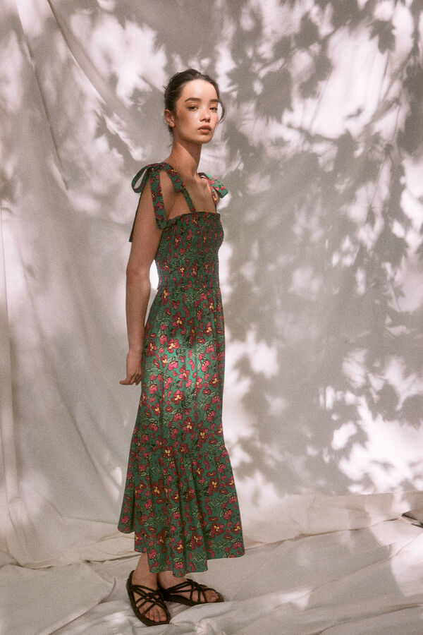 Springfield Midi haljina na bretele na vezivanje „Roots Studio“  staklo-zelena