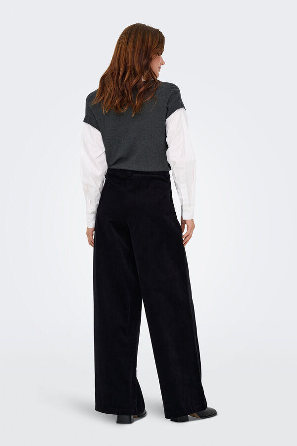 Only Pantal&oacute;n wide leg de pinzas negro