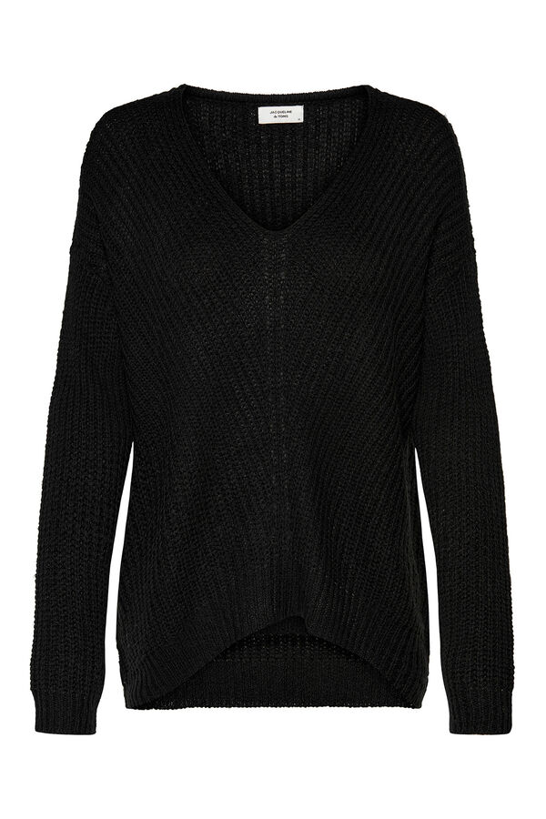 JDY Jersey cuello pico negro