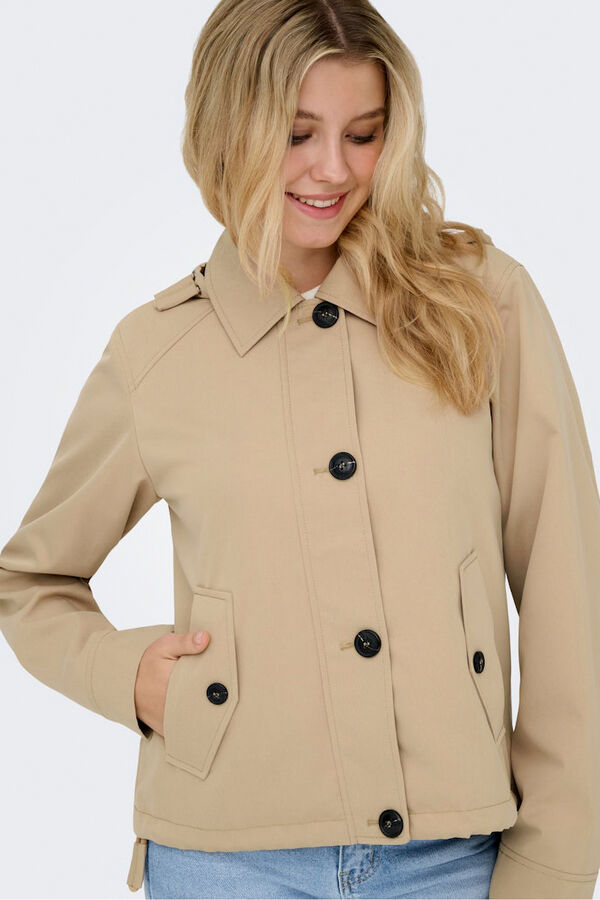 Only Short hooded parka brown