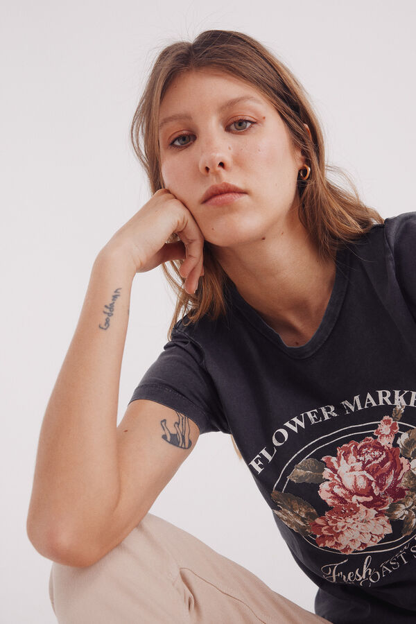 Springfield Tee-shirt "March&eacute; aux fleurs" gris