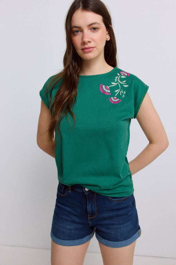 Springfield T-shirt sem mangas de bolinhas verde