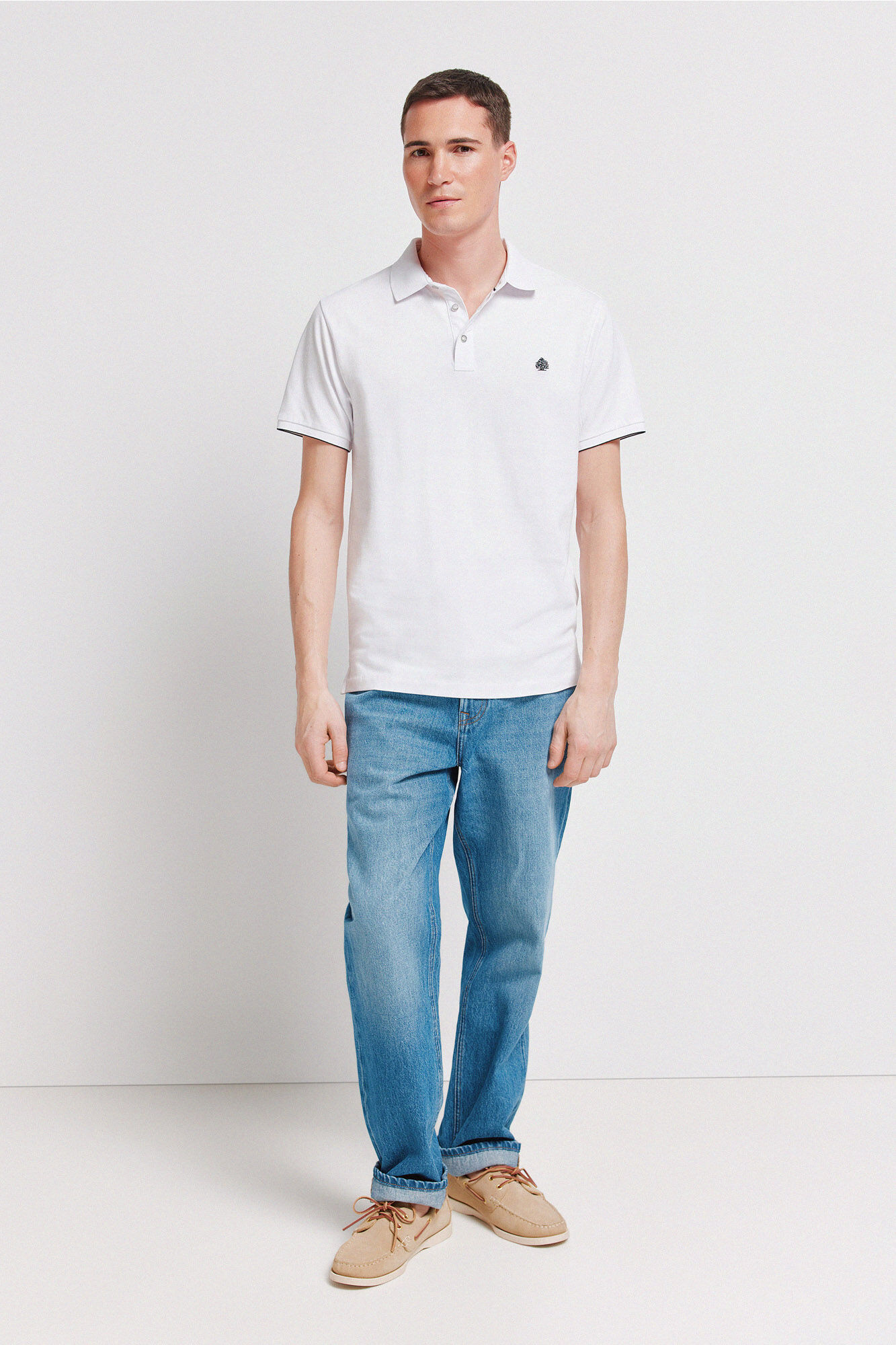 Springfield Piqu&eacute; contrast cuff slim fit polo shirt