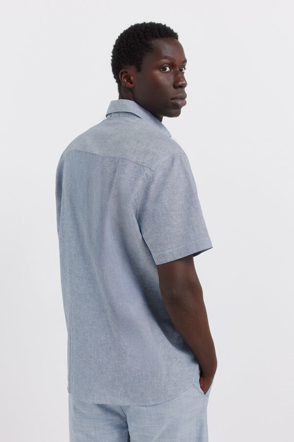Springfield Linen short sleeve shirt blue