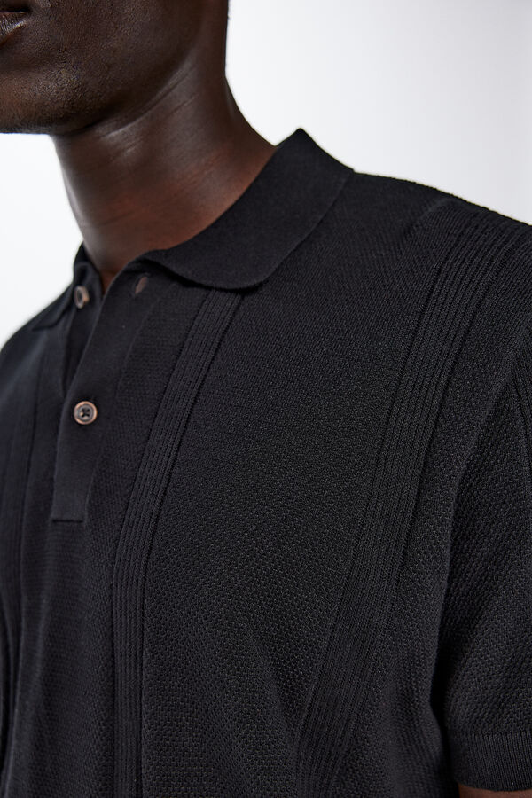 Springfield Pull manches courtes col polo noir
