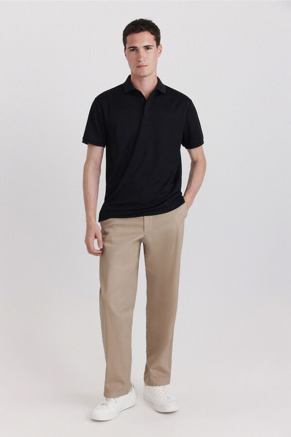 Springfield Technical fabric slim fit polo shirt black