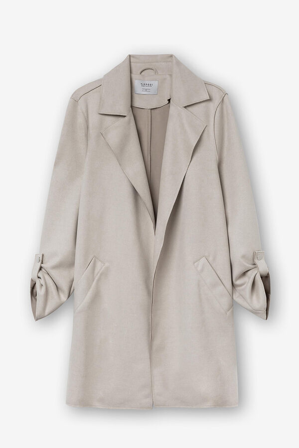 Springfield Faux suede coat with belt white