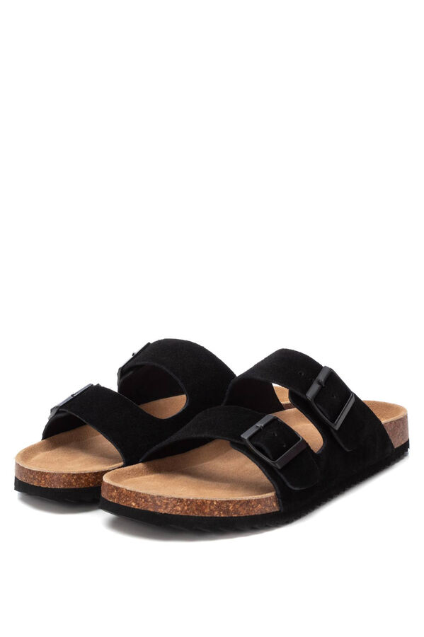XTI Split leather buckle sandal black