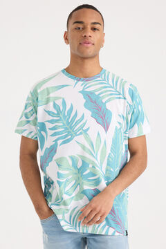 Springfield Camiseta hojas tropicales natural