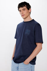 Springfield T-shirt broderie végétale bleu
