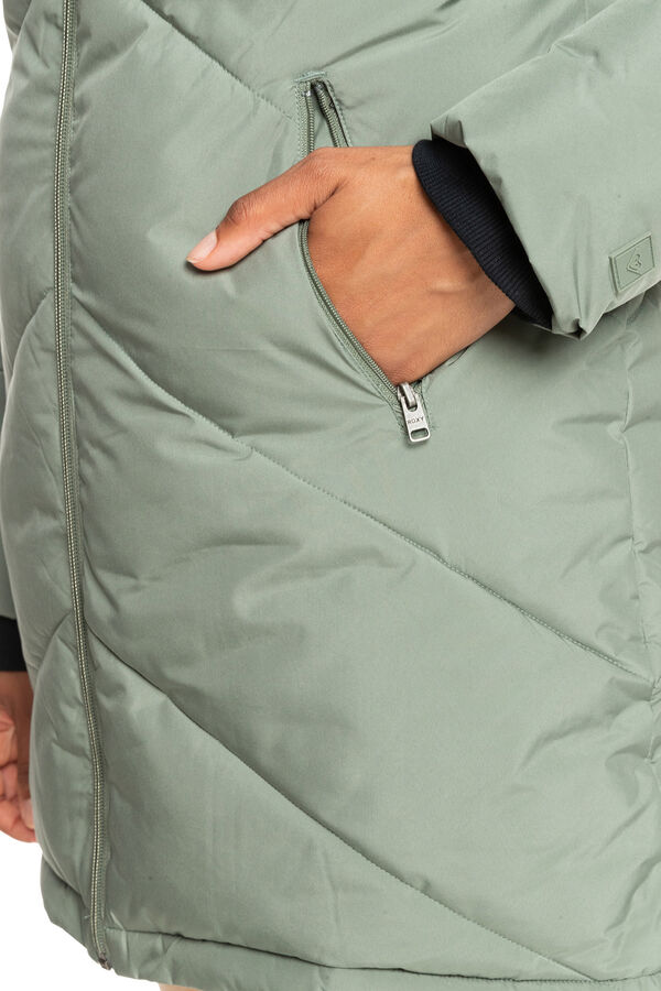 Springfield Better Weather - Longline puffer jacket with hood for women grey