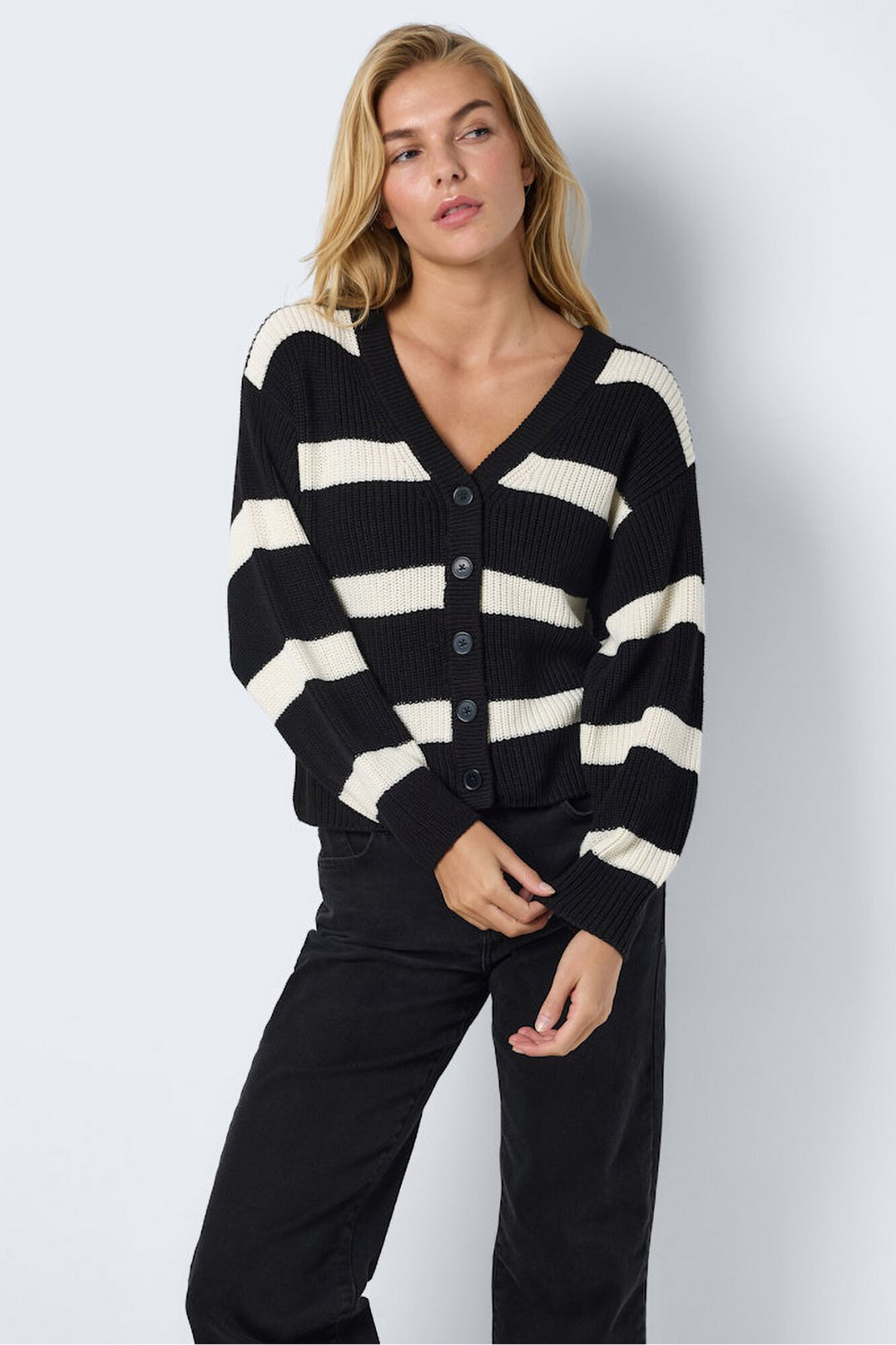 Noisy May c&aacute;rdigan rayas cuello pico