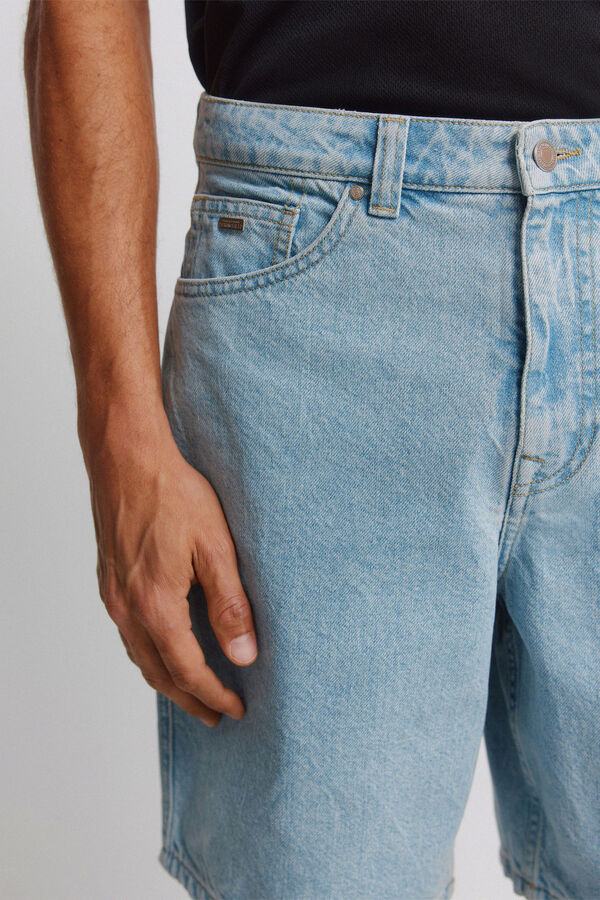 Springfield Straight fit denim Bermuda shorts blue
