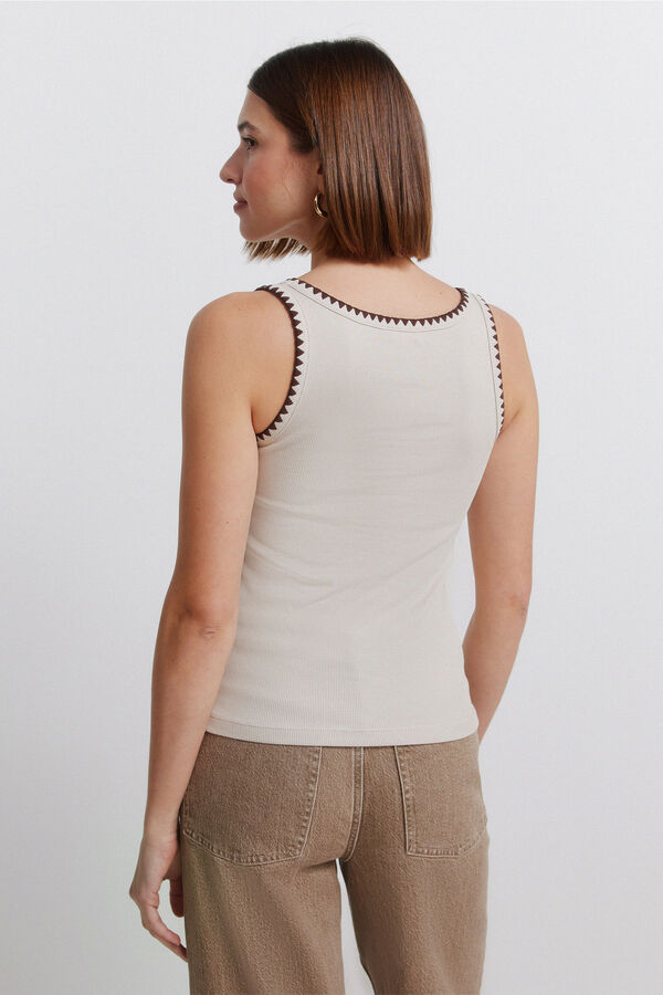 Springfield Embroidered racer back vest top brown