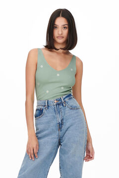 Springfield Floral ribbed top vert