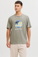 Jack & Jones Camiseta manga corta de algod&oacute;n kaki