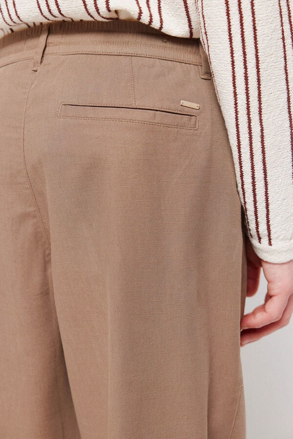Springfield Dobby straight fit trousers nude