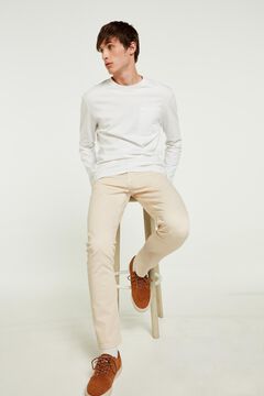 Springfield Slim fit washed 5-pocket coloured trousers natural