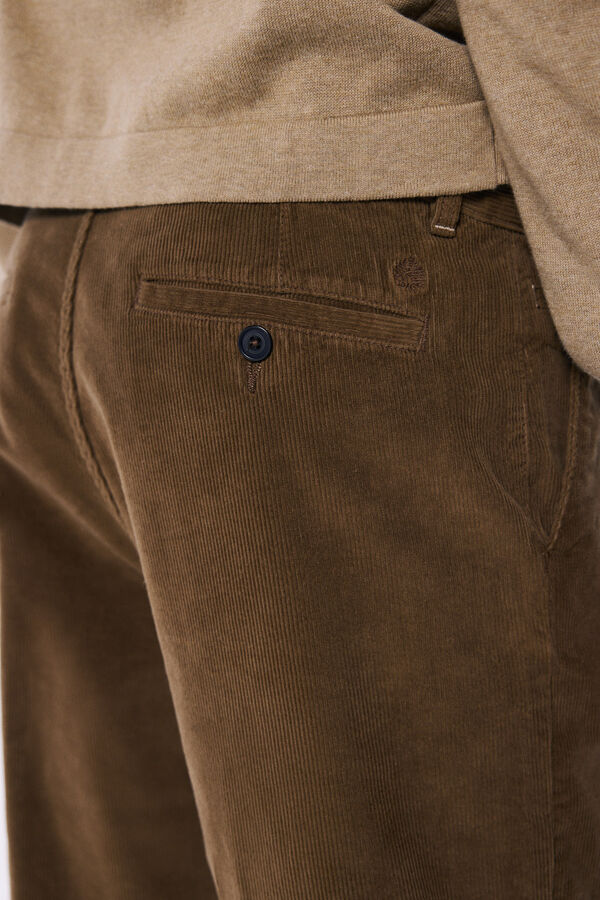 Springfield Comfort slim fit washed corduroy chinos stone