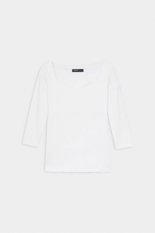Inside T-shirt com decote em cora&ccedil;&atilde;o branco
