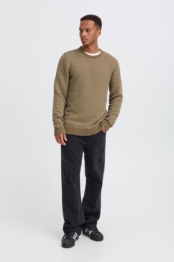 Blend Camisola de malha gola redonda camel