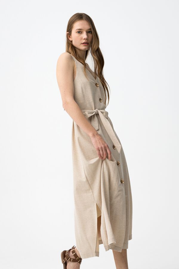 Tiffosi Button-up midi dress nude