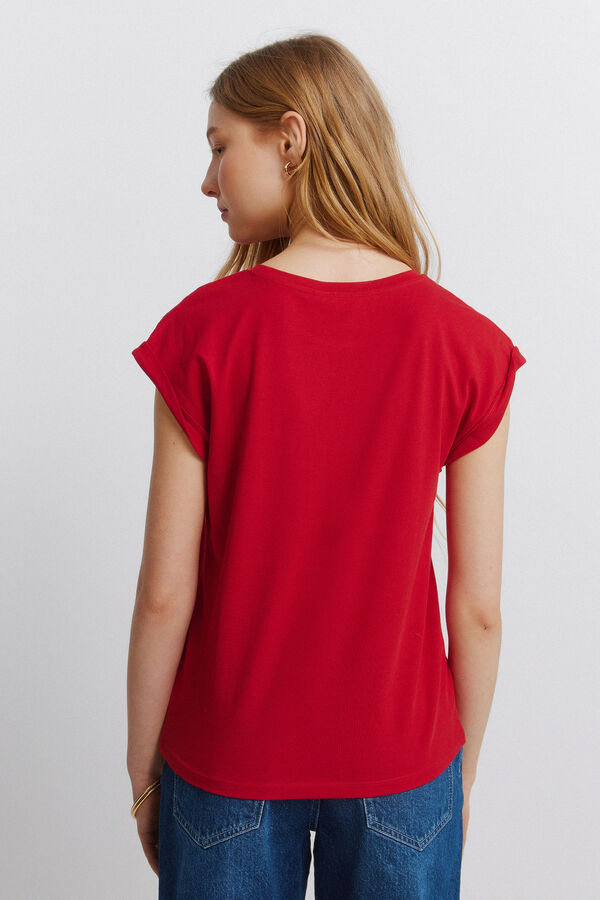 Springfield Crochet shoulder T-shirt burgundy