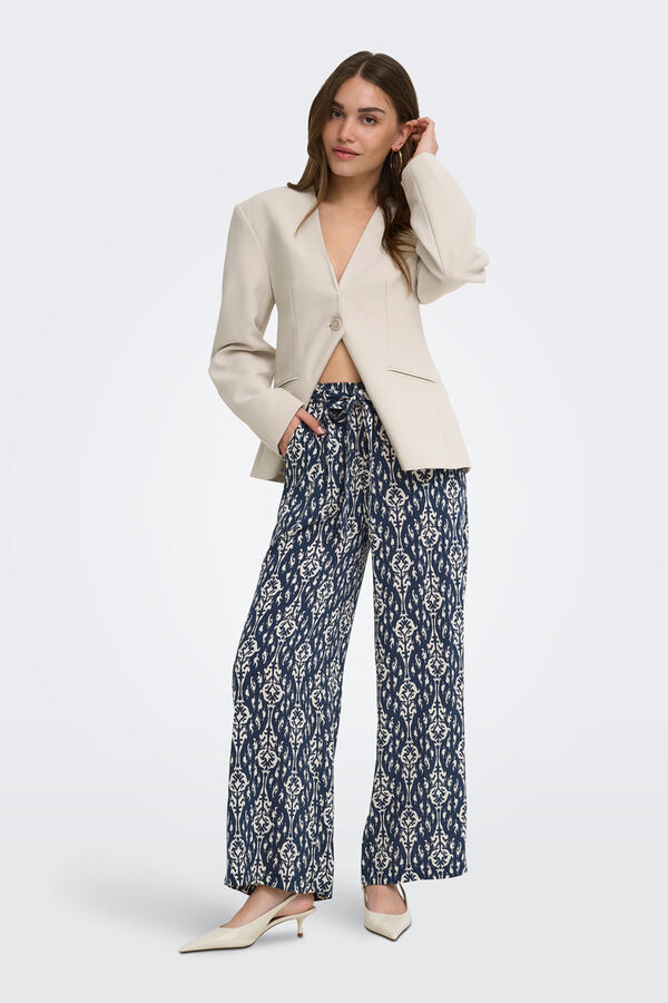 Only Pantal&oacute;n ancho estampado azul