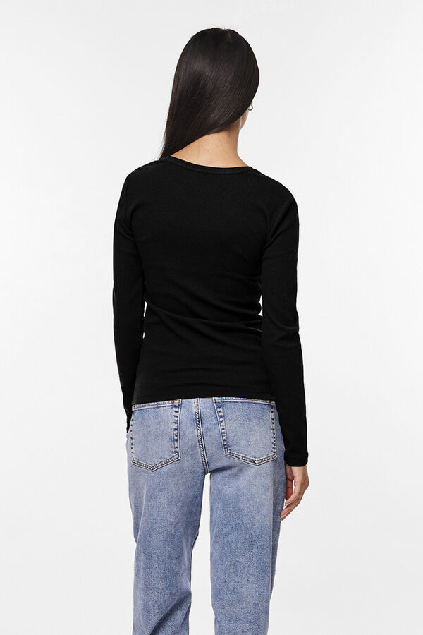 Pieces Striped long sleeve T-shirt black