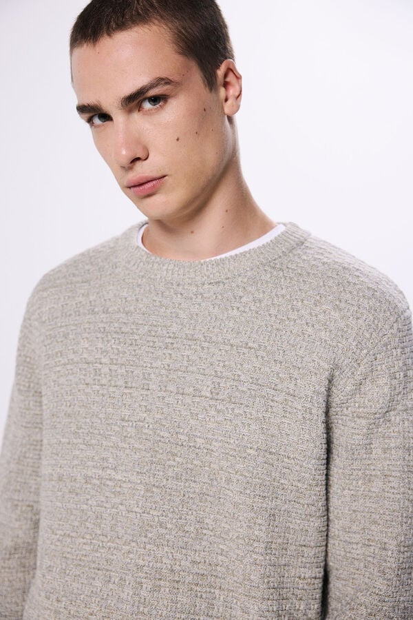 Springfield Textured twisted knit jumper svetlosiva