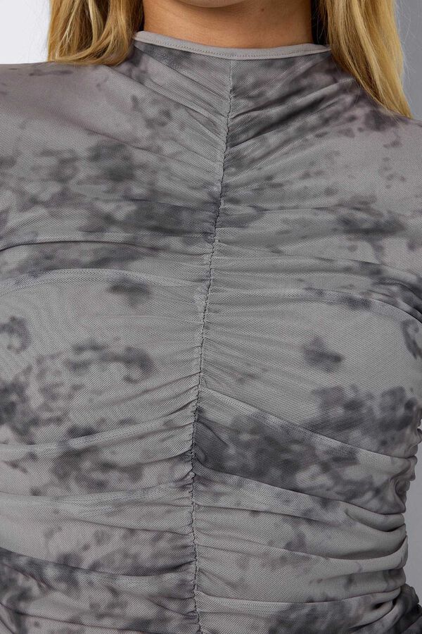 Noisy May Mesh top with gathered front  grey